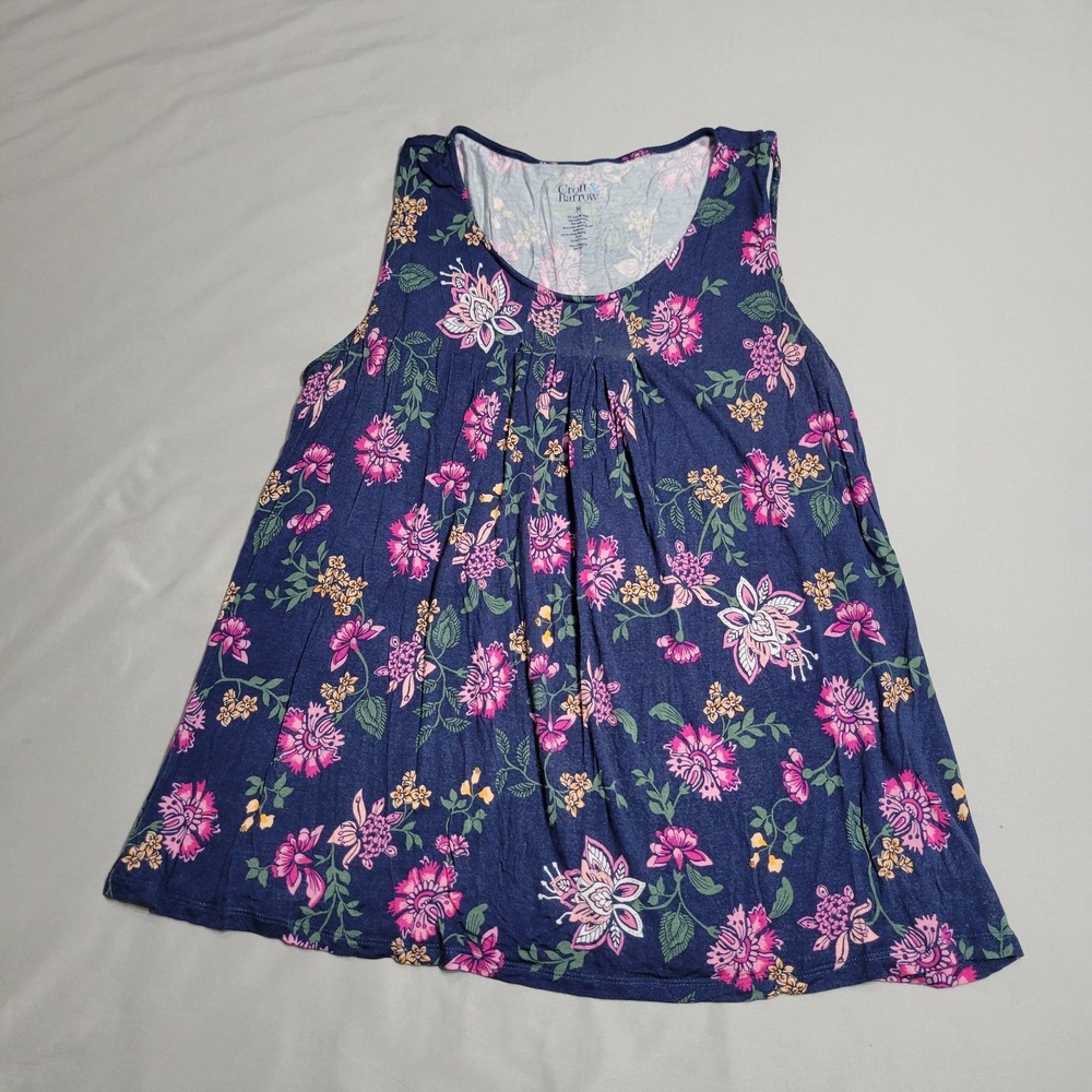 Croft & Barrow Women's Blue Floral Tank Top Size Medium